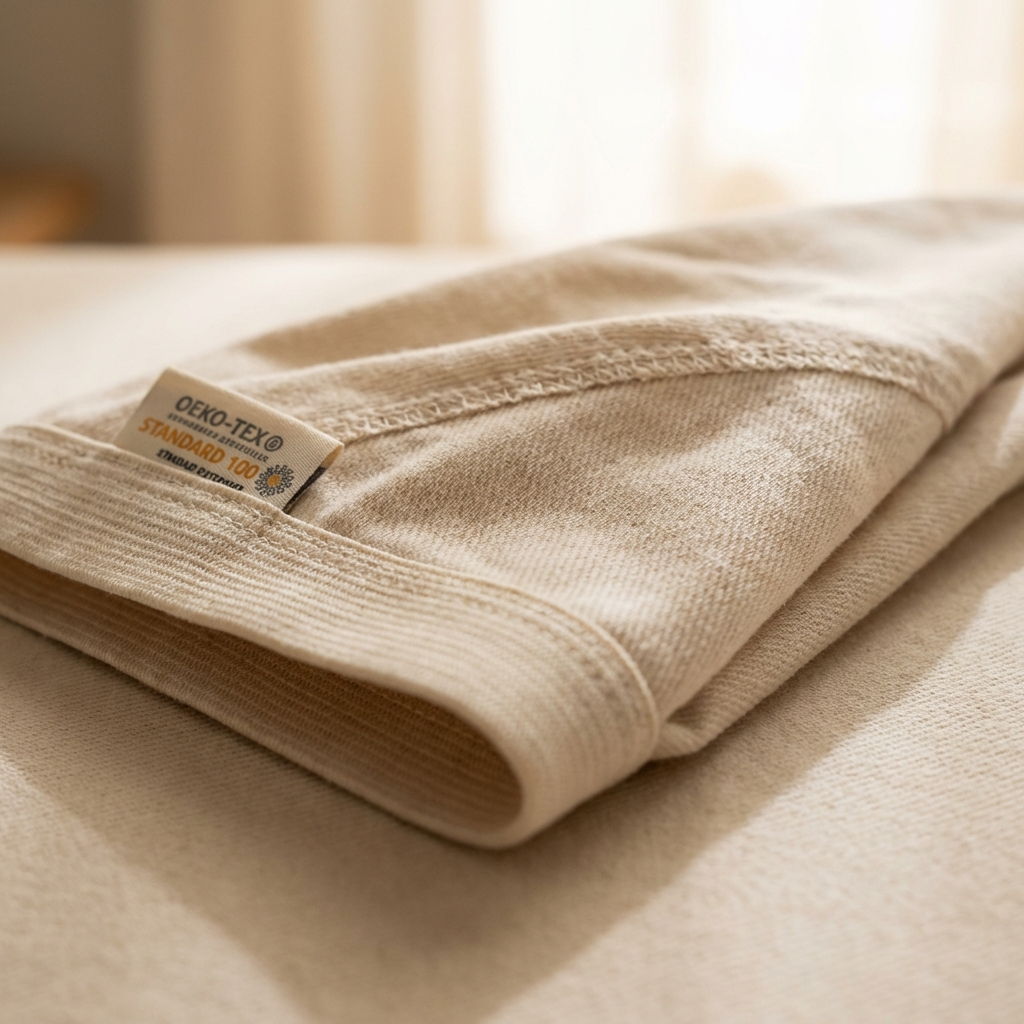 Detail of beige fitted sheet